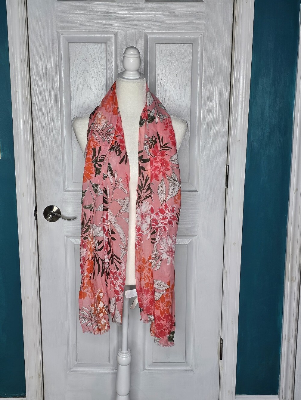 Floral Orange Pink Lightweight Women’s Scarf